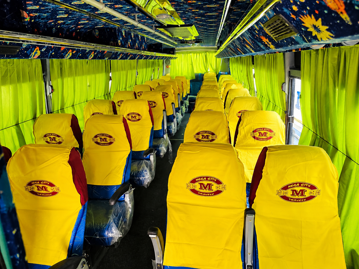 40 Seater Bus for hire in Hyderabad by Mega City Tours and Travells.