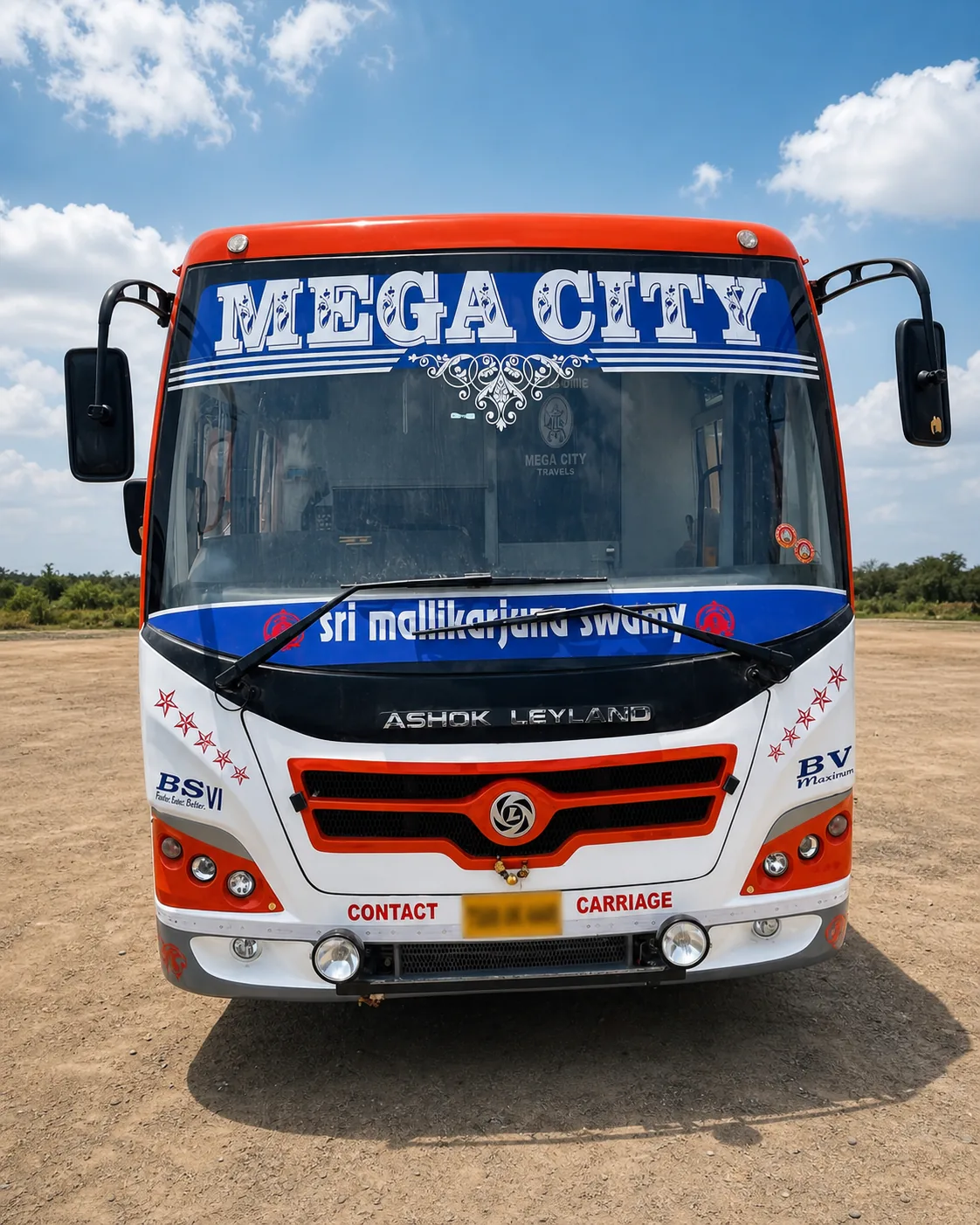 28 Seater Bus for hire in Hyderabad by Mega City Tours and Travells.
