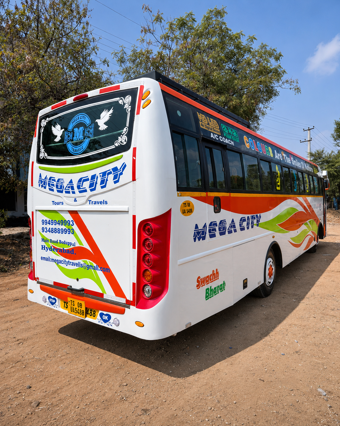 40 Seater Bus for hire in Hyderabad by Mega City Tours and Travells.
