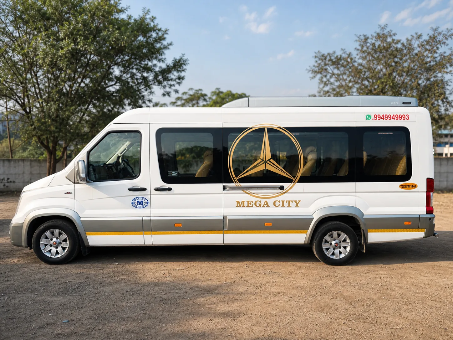 Urbania for hire in Hyderabad by Mega City Tours and Travells.